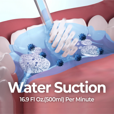 Bluereo G100 electric suction toothbrush using water suction to remove debris and fluid for safe oral care